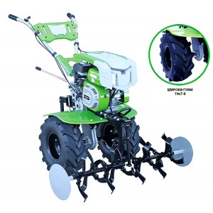 Мотофреза GARDENIA GD500 B3-M 3+1 скорости + инвентар + широки гуми, 7 к.с., 120 см